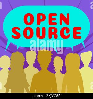 Testo che mostra l'ispirazione Open Source. Concetto commerciale che indica il software che il codice sorgente originale è liberamente disponibile Foto Stock