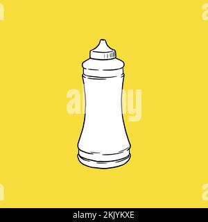 Icona ketchup di firtinali, disegno dettagliato, concetto Fast Food, schizzo e stile vintage. Vettore. Illustrazione vettoriale Illustrazione Vettoriale