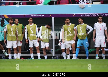 Doha, Qatar. 25th Nov 2022. Giocatori iraniani durante la Coppa del mondo FIFA, Qatar. , . Al Rayyan, Qatar. (Foto di Bagu Blanco/PRESSIN) Credit: Sipa USA/Alamy Live News Credit: Sipa USA/Alamy Live News Foto Stock