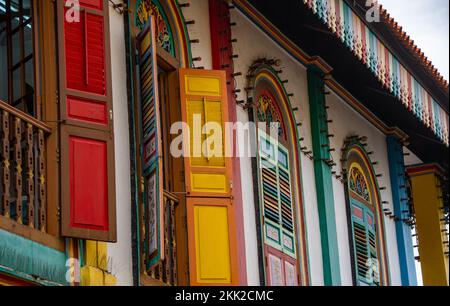La casa colorata di Tan Teng Niah nel quartiere di Little India, Singapore Foto Stock