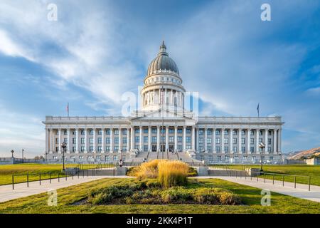 Il Campidoglio dello Utah a Salt Lake City in una giornata di sole Foto Stock