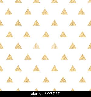 Glitter oro triangoli del modello senza giunture isolati su sfondo bianco. Illustrazione Vettoriale