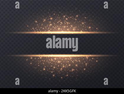 Linee con stelle e scintille isolate su sfondo trasparente. Illustrazione Vettoriale