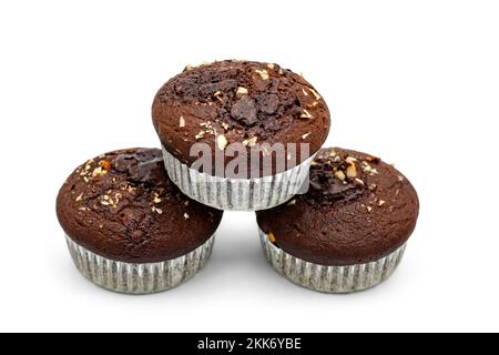 muffin al cacao con noci e cioccolato Foto Stock