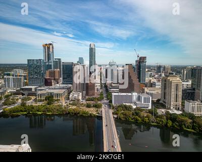 Vista aerea sulla città di Austin - AUSTIN, STATI UNITI - 1 NOVEMBRE 2022 Foto Stock