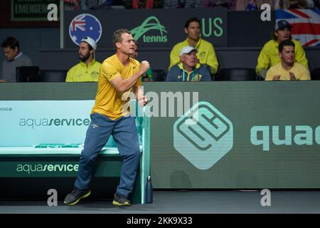 Malaga, Spagna. 25th Nov 2022. Lleyton Hewitt, Capitano d'Australia in azione visto durante la Coppa Davis da Rakuten finale 8 al Palacio de Deportes Martin Carpena. Punteggio finale; Thanasi Kokkinakis 0:2 Borna Coric. Credit: SOPA Images Limited/Alamy Live News Foto Stock