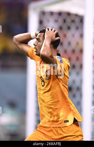 Foto Fabio Ferrari/LaPresse 25 Novembre 2022 Doha Khalifa Stadium, Qatar - Sport - Calcio - Qatar 2022 - Coppa del mondo FIFA - Olana vs Ecuador - Gruppo A - Fase a Gironi - nella foto: Teun Koopmeiners 25 novembre 2022 Doha Khalifa Stadium, Qatar - sport - Calcio - Qatar 2022- Coppa del mondo FIFA - Paesi Bassi vs Ecuador - Gruppo A - fase di gruppo - nel pic: Teun Koopmeiners Foto Stock