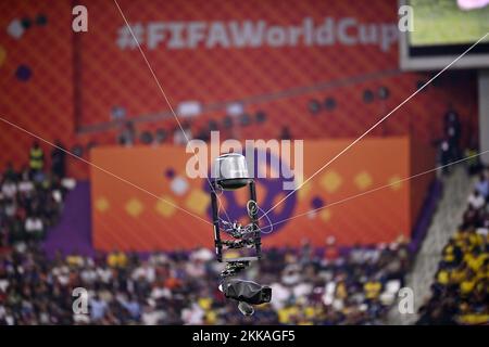 Foto Fabio Ferrari/LaPresse 25 Novembre 2022 Doha Khalifa Stadium, Qatar - Sport - Calcio - Qatar 2022 - Coppa del mondo FIFA - Olana vs Ecuador - Gruppo A - Fase a Gironi - nella foto: Spider Cam 25 novembre 2022 Doha Khalifa Stadium, Qatar - sport - Calcio - Qatar 2022- Coppa del mondo FIFA - Paesi Bassi vs Ecuador - Gruppo A - stage di gruppo - nel pic: Spider Cam Foto Stock