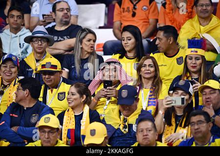 Foto Fabio Ferrari/LaPresse 25 Novembre 2022 Doha Khalifa Stadium, Qatar - Sport - Calcio - Qatar 2022 - Coppa del mondo FIFA - Olana vs Ecuador - Gruppo A - Fase a Gironi - nella foto: i tifosi allo stadio 25 novembre 2022 Doha Khalifa Stadium, Qatar - sport - Calcio - Qatar 2022- Coppa del mondo FIFA - Olana vs Ecuador - Gruppo A - fase di gruppo - nella foto: Tifosi allo stadio Foto Stock