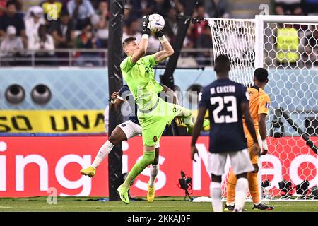 Foto Fabio Ferrari/LaPresse 25 Novembre 2022 Doha Khalifa Stadium, Qatar - Sport - Calcio - Qatar 2022 - Coppa del mondo FIFA - Olana vs Ecuador - Gruppo A - Fase a Gironi - nella foto: Andries Noppert in uscita 25 novembre 2022 Doha Khalifa Stadium, Qatar - sport - Calcio - Qatar 2022- Coppa del mondo FIFA - Olanda vs Ecuador - Gruppo A - fase di gruppo - nel pic: Andries Noppert Foto Stock