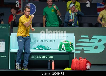 Malaga, Spagna. 25th Nov 2022. Lleyton Hewitt, Capitano d'Australia visto durante la Coppa Davis da Rakuten finale 8 al Palacio de Deportes Martin Carpena.Final Score; Alex de Minaur 2:0 Marin Cilic. Credit: SOPA Images Limited/Alamy Live News Foto Stock