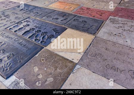 Los Angeles, USA - 26 giugno 2012: Impronte delle stelle di Hollywood nel cemento delle previsioni del Teatro Cinese. Ci sono quasi 200 ettari celebrità Foto Stock