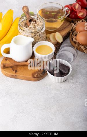 Assortimento di prodotti contenenti melatonina Foto Stock