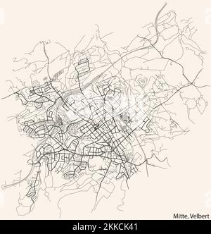 Mappa stradale del COMUNE DI VELBERT-MITTE, VELBERT Illustrazione Vettoriale