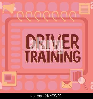 Testo che mostra la formazione per i conducenti di Inspiration. Corso di studio sul Business Concept che insegna a guidare un veicolo Foto Stock