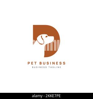 D Letter e Dog Head Logo Design Vector Illustrazione Vettoriale