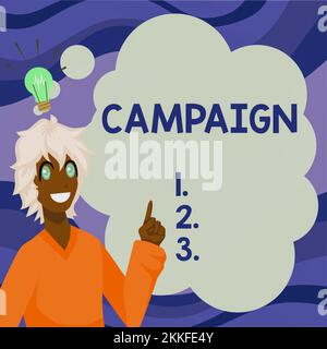 Campagna di scrittura del segno della mano. Business Concept ha organizzato una linea d'azione per promuovere e vendere il servizio ai prodotti Foto Stock