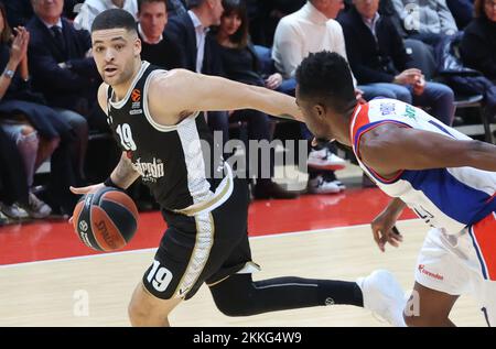 Bologna, Italia. 25th Nov 2022. Iffe Lundberg (Segafredo Virtus Bologna) durante la partita di campionato di basket Eurolega Segafredo Virtus Bologna Vs. Anadolu Efes Istanbul - Bologna, 25 novembre 2022 al Paladozza Sport Palace Credit: Independent Photo Agency/Alamy Live News Foto Stock