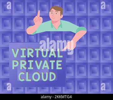 Testo che mostra Inspiration Virtual Private Cloud. Pool configurabile di risorse informatiche condivise per l'approccio aziendale Foto Stock