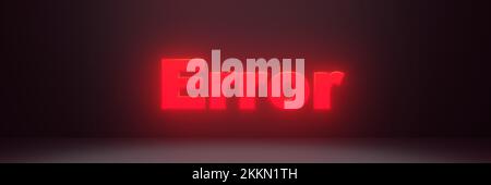 errore rosso al neon illuminazione testo rendering 3d, banner con lettere. Foto Stock