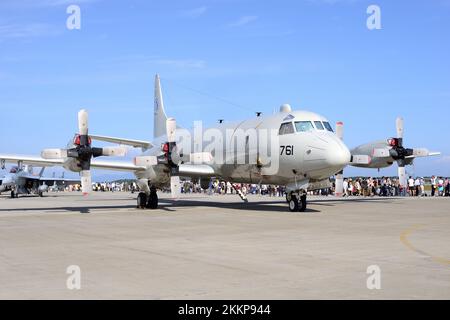 Prefettura di Aomori, Giappone - 07 settembre 2014: United States Navy Lockheed Martin P-3C Orion aereo di pattuglia marittima da VP-40 Fighting Marlins. Foto Stock