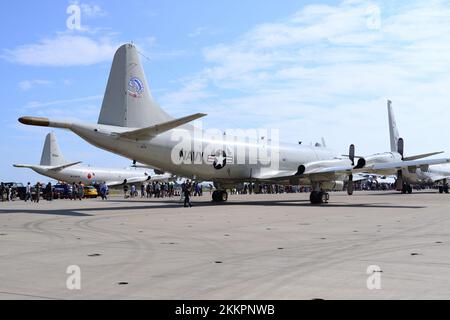 Prefettura di Aomori, Giappone - 07 settembre 2014: United States Navy Lockheed Martin P-3C Orion aereo di pattuglia marittima da VP-40 Fighting Marlins. Foto Stock