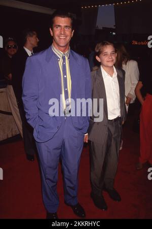 Mel Gibson e Nick Stahl alla prima di The Man Without A Face 05 agosto 1993 credito: Ralph Dominguez/MediaPunch Foto Stock