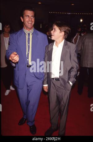 Mel Gibson e Nick Stahl alla prima di The Man Without A Face 05 agosto 1993 credito: Ralph Dominguez/MediaPunch Foto Stock