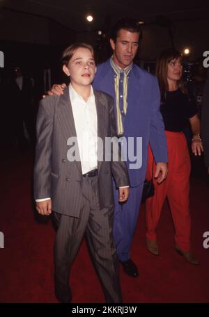 Mel Gibson e Nick Stahl alla prima di The Man Without A Face 05 agosto 1993 credito: Ralph Dominguez/MediaPunch Foto Stock