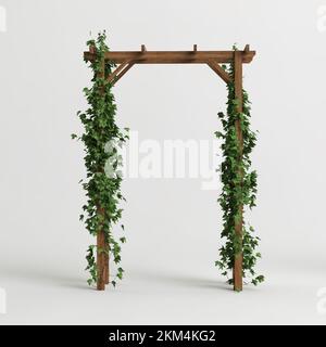 3d illustrazione di edera ad arco in legno isolata su sfondo bianco Foto Stock