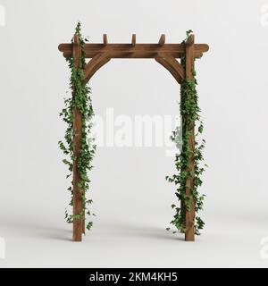 3d illustrazione di edera ad arco in legno isolata su sfondo bianco Foto Stock