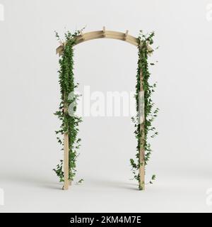 3d illustrazione di edera ad arco in legno isolata su sfondo bianco Foto Stock