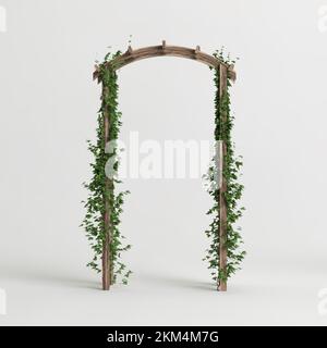 3d illustrazione di edera ad arco in legno isolata su sfondo bianco Foto Stock