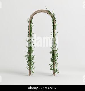 3d illustrazione di edera ad arco in legno isolata su sfondo bianco Foto Stock