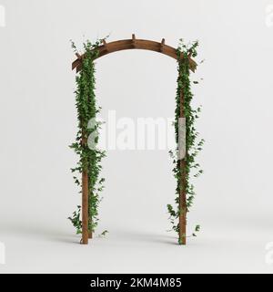 3d illustrazione di edera ad arco in legno isolata su sfondo bianco Foto Stock