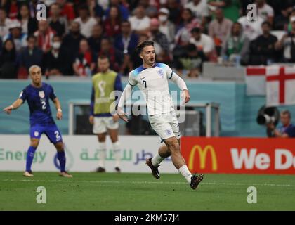 Al Khor, Qatar. 26th Nov 2022. 25th novembre 2022; al Bayt Stadium, al Khor, Qatar; FIFA World Cup Football, Inghilterra contro Stati Uniti; Jack Grealish of England Credit: Action Plus Sports Images/Alamy Live News Foto Stock