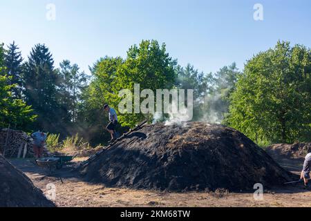 Lembach: Dimostrazione forno a carbone in Alsazia (Elsass), basso Reno (Unterelsass), Francia Foto Stock