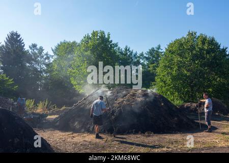 Lembach: Dimostrazione forno a carbone in Alsazia (Elsass), basso Reno (Unterelsass), Francia Foto Stock