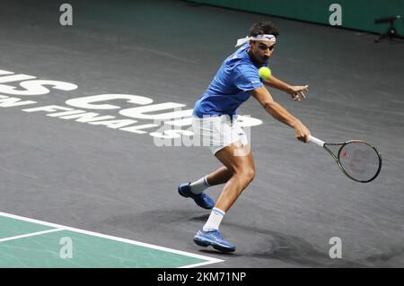 Malaga, Spagna. 26th Nov 2022. Sport Tennis Malaga, Coppa Davis, Italia-Canada, Lorenzo Sonego, novembre 26, 2022 solo uso Editoriale Credit: Independent Photo Agency/Alamy Live News Credit: Independent Photo Agency Srl/Alamy Live News Foto Stock