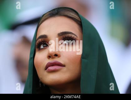 Al Rayyan, Qatar. 26th Nov 2022. 26th novembre 2022; Education City Stadium, al Rayyan, Qatar; Coppa del mondo FIFA, Polonia contro Arabia Saudita; fan Arabia Saudita Credit: Action Plus Sports Images/Alamy Live News Foto Stock