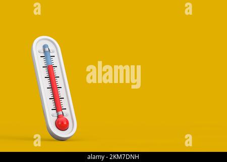 Termometro per esterni su sfondo giallo. rendering 3D Foto Stock