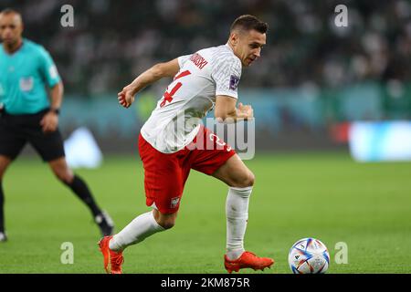 Al Rayyan, Qatar. 26th Nov 2022. Przemyslaw Frankowski durante la Coppa del mondo FIFA Qatar 2022, partita di Gruppo C tra Polonia e Arabia Saudita allo stadio Education City il 26 novembre 2022 ad al Rayyan, Qatar. (Foto di Pawel Andrachiewicz/PressFocus/Sipa USA) Credit: Sipa USA/Alamy Live News Foto Stock