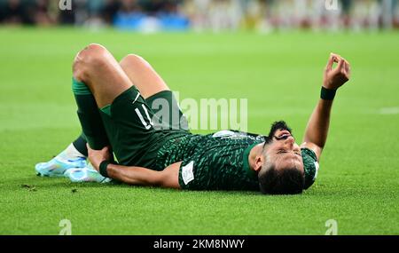 Al Rayyan, Katar. 26th Nov 2022. Saleh al-Shehri (Saudi-Arabien) al Rayyan, 26.11.2022, FIFA Fussball WM 2022 in Katar, Gruppenphase, Polen - Saudi-Arabien/ PRESSINPHOTO Credit: PRESSINPHOTO SPORTS AGENCY/Alamy Live News Foto Stock