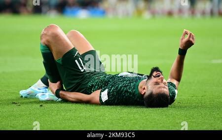 Al Rayyan, Qatar. 26th Nov 2022. Saleh al-Shehri (Saudi-Arabien)al Rayyan, 26.11.2022, FIFA Fussball WM 2022 in Qatar, Gruppenphase, Polen - Saudi-Arabien/ PRESSINPHOTO/Sipa USA Credit: Sipa USA/Alamy Live News Foto Stock