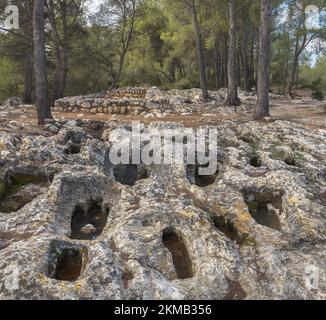 Tombe antropomorfe a Olerdola, Catalogna Foto Stock