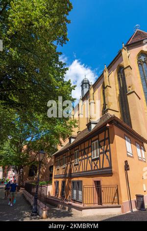 Colmar (Colmer, Kolmar) : l'église protestante Saint-Matthieu (Chiesa protestante di San Matteo) nel centro storico in Alsazia (Elsass), Alto Reno (Oberelsas Foto Stock