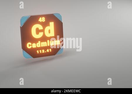 Belle illustrazioni astratte in piedi nero e fuoco cadmio elemento del tavolo periodico. Design moderno con elementi dorati, 3D ore di rendering illu Foto Stock