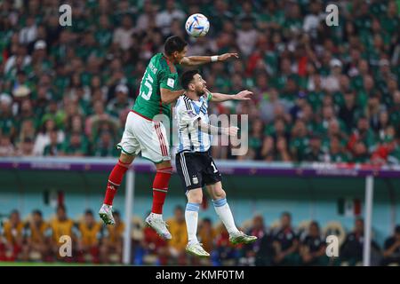 Hector Moreno, Lionel messi durante la Coppa del mondo FIFA, Qatar. , . A Lusail City, Qatar. (Foto di Pawel Andrachiewicz/PressFocus/Sipa USA) Credit: Sipa USA/Alamy Live News Foto Stock