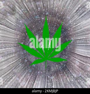 Marijuana foglia verde. Rendering 3D Foto Stock