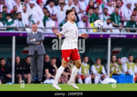 Doha, Qatar. 14th Set, 2022. Doha, Qatar, 26th 2022 novembre: Matty Cash della Polonia durante la Polonia contro Arabia Saudita, valido per la fase di gruppo della Coppa del mondo, che si tiene presso l'Education City Stadium di Doha, Qatar. (Marcio Machado/SPP) Credit: SPP Sport Press Photo. /Alamy Live News Foto Stock